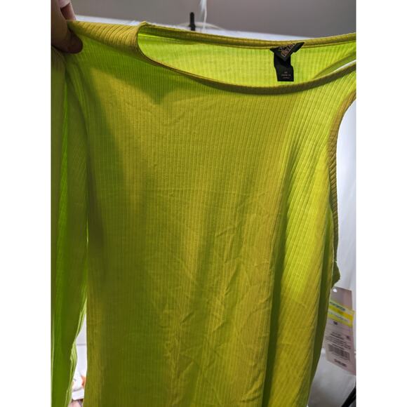 One Sleeve Asymmetrical Lime Green Bodysuit Wild Fable M Snap Layering One Piece - Picture 7 of 9
